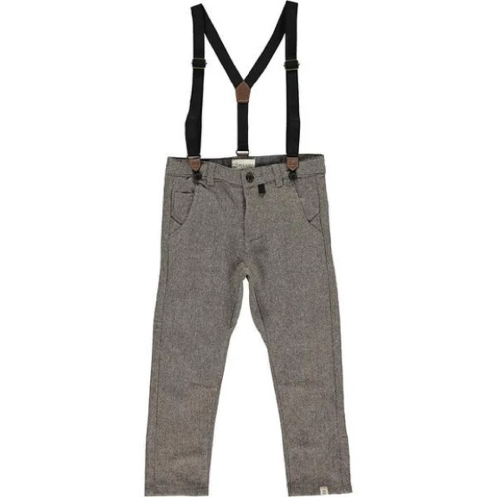 NWT Me & Henry Brown Herringbone Tweed Suspender Pants Sz 4-5 yr $48 orig.